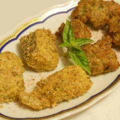 Bocconcini dorati di Baccalà e di Patate al Pesto di Rucola