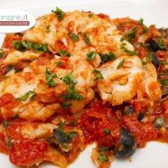Baccalà agrodolce con Uvetta, Prugne e Olive nere