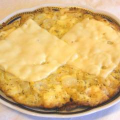 Frittata filante al Maasdammer con Cipollotti croccanti e Origano