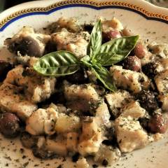 Tocchetti di pollo e melanzane