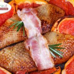 Anatra al forno con la pancetta