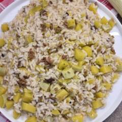 RISOTTO CON ZUCCHINE TROMBETTA E OLIVE TAGGIASCHE