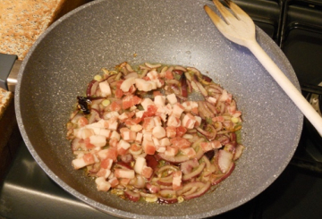 Fusilloni agli spinaci e bacon    preparazione 2