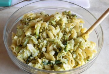 Pasticcio di pasta con broccoli e piselli    preparazione 2