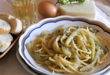 Spaghetti e puntarelle alla carbonara    preparazione 8