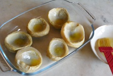 Carciofi Farciti con pecorino al gratin preparazione 0