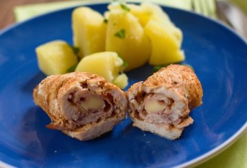 INVOLTINI DI POLLO CON PROSCIUTTO E FORMAGGIO preparazione 4