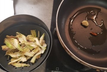 PASTA CARCIOFI E GAMBERI preparazione 5