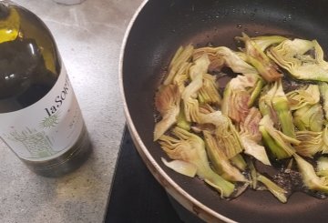 PASTA CARCIOFI E GAMBERI preparazione 6