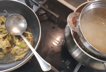 PASTA CARCIOFI E GAMBERI preparazione 7