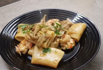 PASTA CARCIOFI E GAMBERI preparazione 12