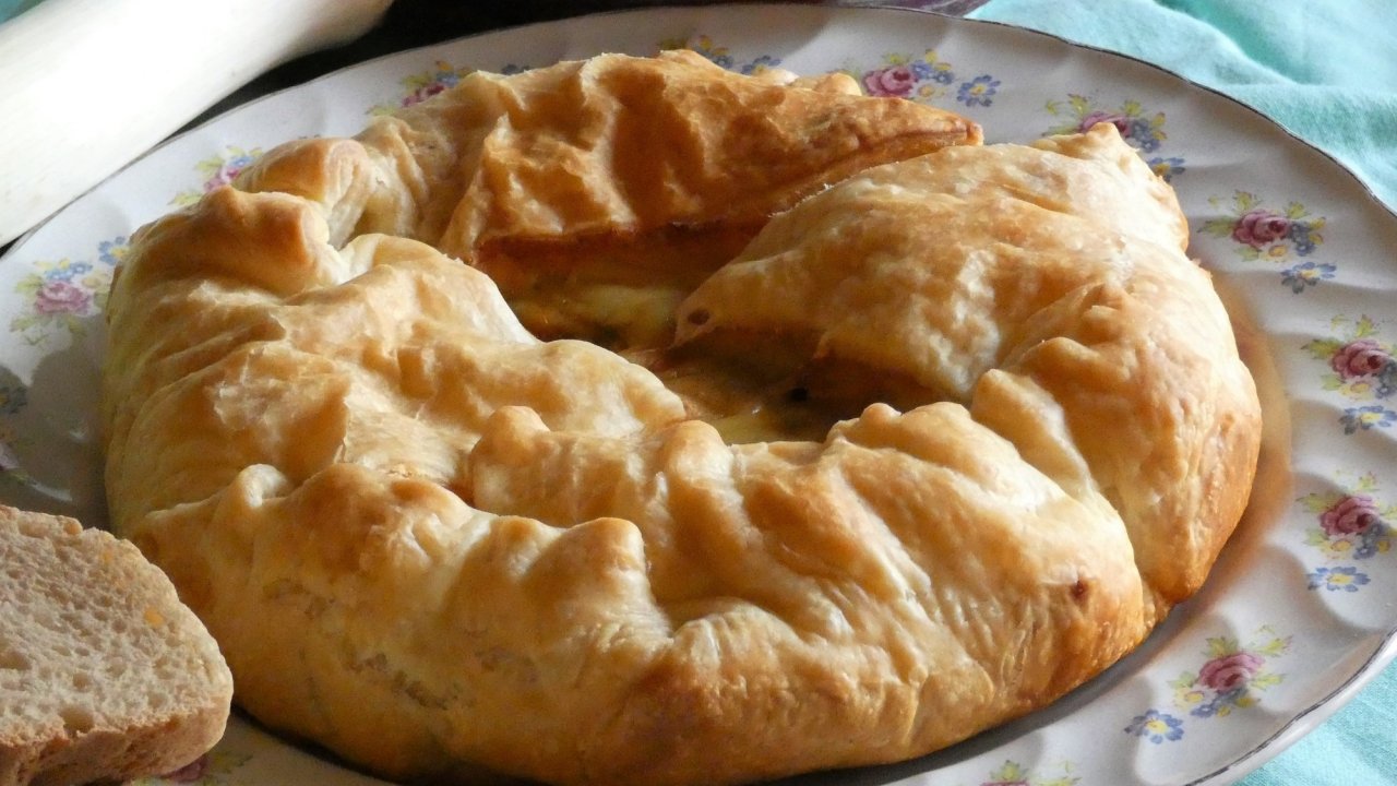 Torta rustica di melanzane e porri