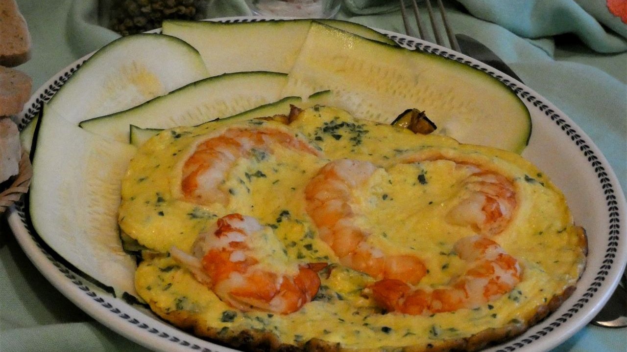 Frittata con zucchine e gamberoni   