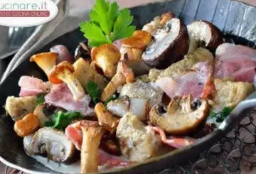 FUNGHI IN PADELLA CON PANCETTA