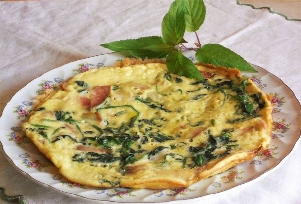 Frittata con Spalla di prosciutto crudo e Spinaci