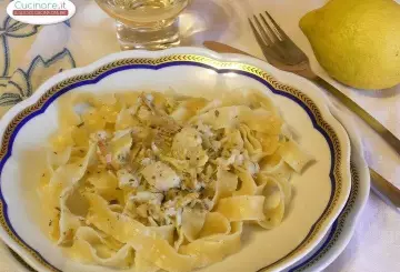STRAPPATELLE CON CARCIOFI E PESCE SPATOLA