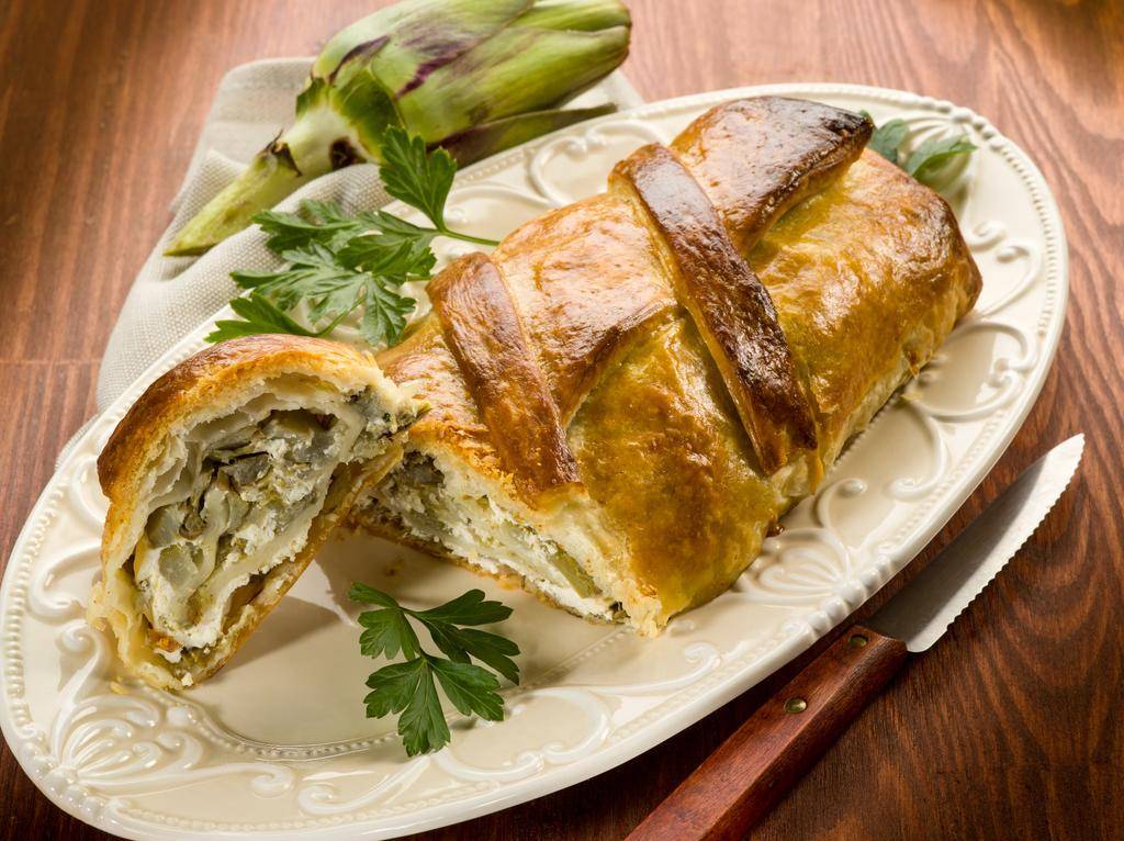 Strudel salato con Nocciole, Carciofi e Robiola