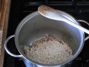 Risotto zucca e salsiccia preparazione 3