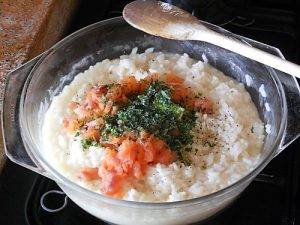 Risotto al salmone preparazione 7