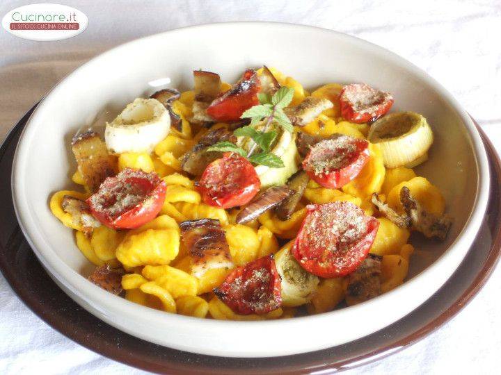 Orecchiette alla Curcuma con Verdure grigliate e gratinate preparazione 7