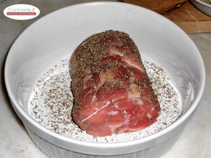 Arrosto con cuori di Carciofo preparazione 1