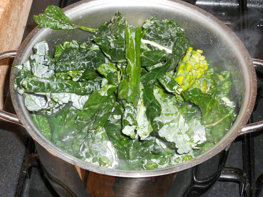 Orecchiette vegetariane con Cavolo nero e Pinoli preparazione 2