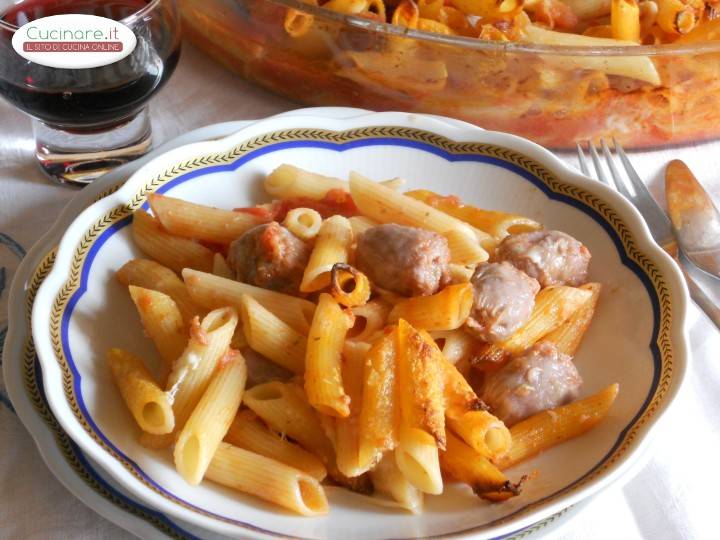 Pasta al forno con Bocconcini di Salsiccia preparazione 9