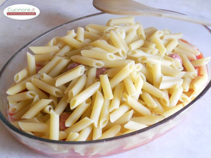 Pasta al forno con Bocconcini di Salsiccia preparazione 6