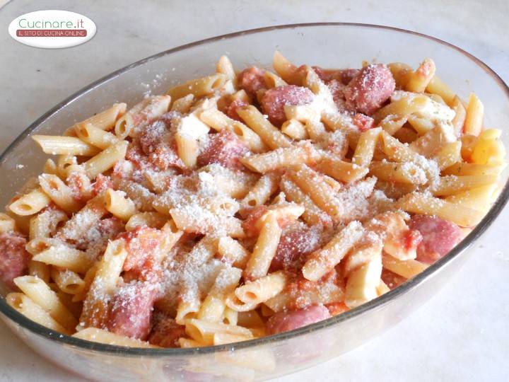 Pasta al forno con Bocconcini di Salsiccia preparazione 7