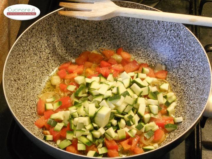 Pasta con Verdure, Pinoli e Persico preparazione 2