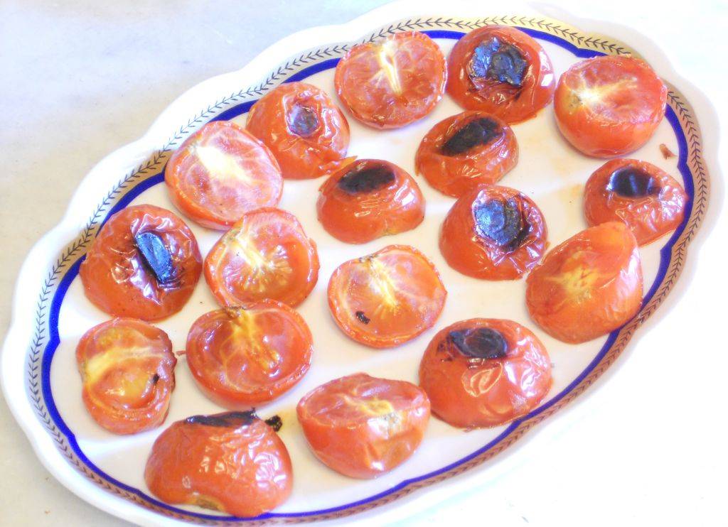 Pomodorini grigliati con salsa di Erbe aromatiche preparazione 8
