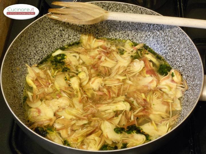 Strappatelle con Carciofi e Pesce Spatola preparazione 3